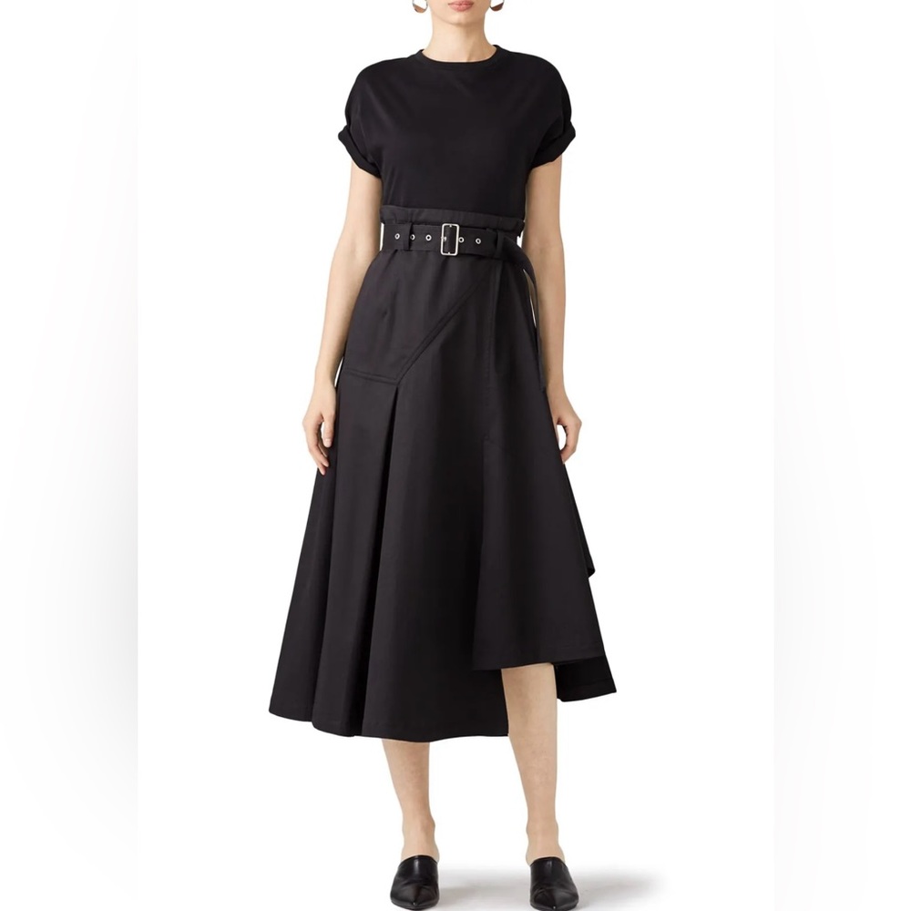 As new 3.1 Phillip Lim black t-shirt dress asymmetric skirt, 0 runs large 2 4 6
